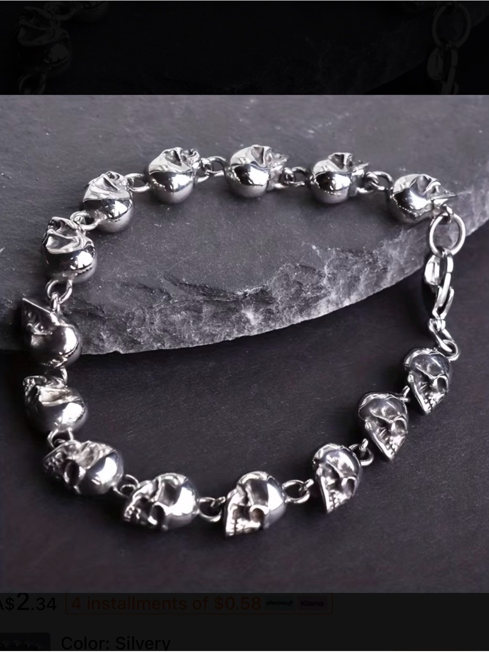 ⭐️ Silver Skull Link Bracelet - Women Jewelry